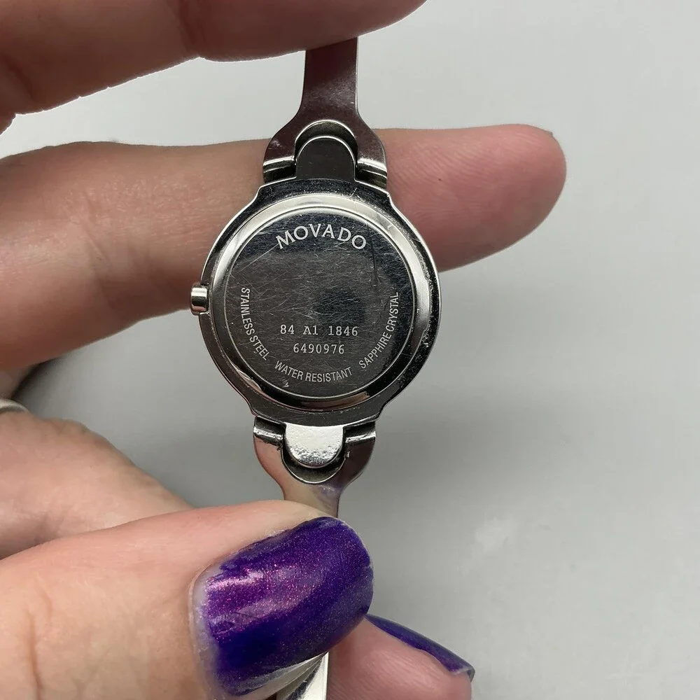 Movado 84 A1 1846 Womens Watch 24mm Black Dial Stainless Swiss New Battery 6.25